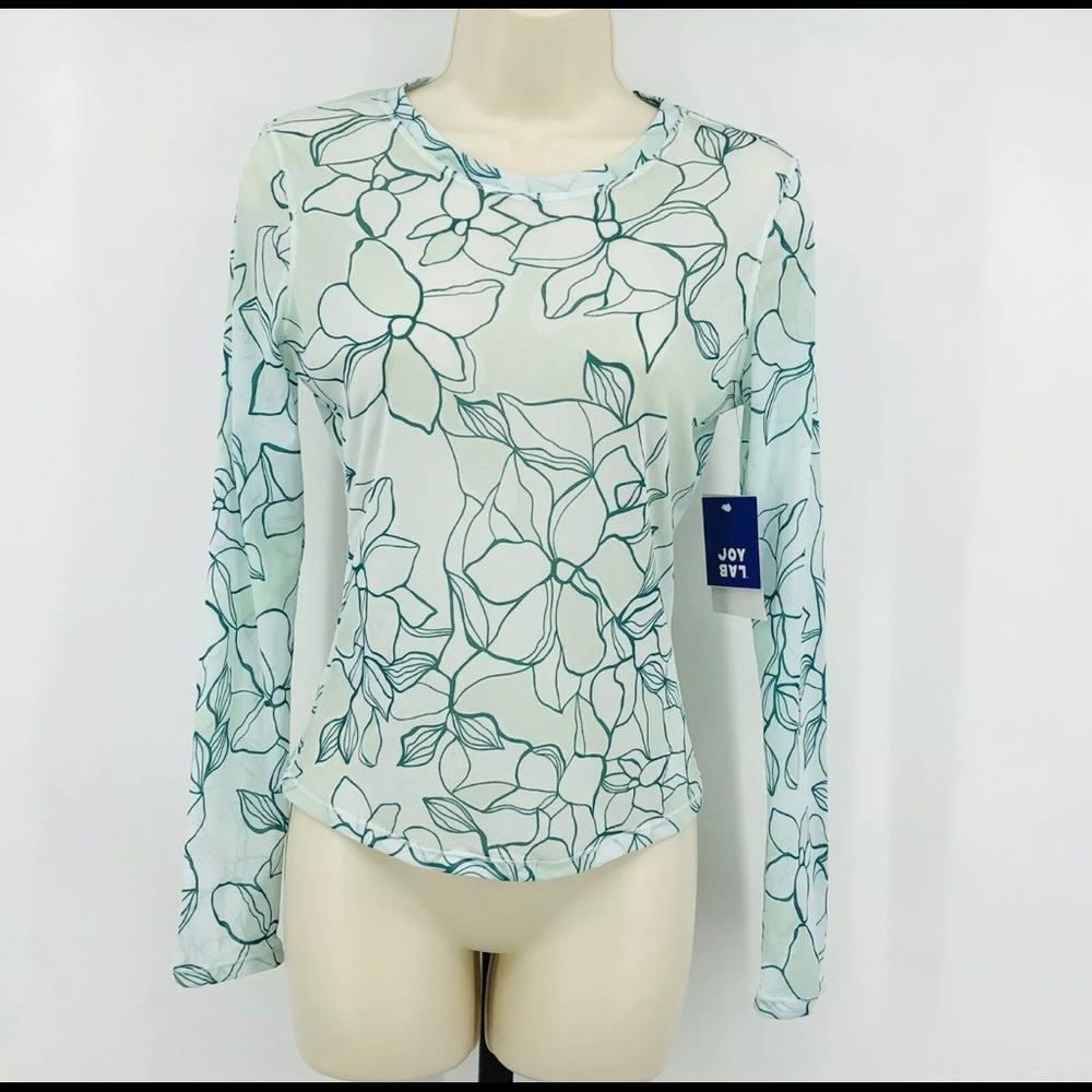 Sheer teal joy lab workout long sleeve shirt small